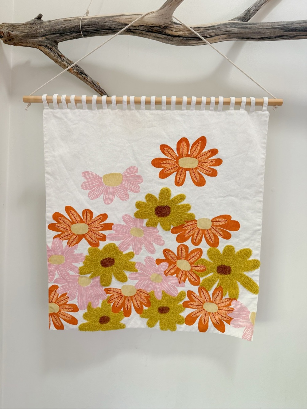 Wild Sage | Boho Floral Daisy Embellished Wall Hanging Tapestry Nursery Decor